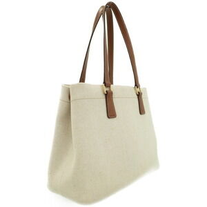 Prada Canvas Bag Tote White Vitello natural brown Mistolino